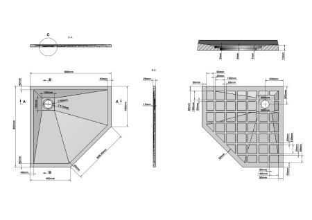 Душевой поддон из искусственного камня (90х90) Grossman Strong GR-S19090D